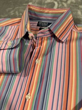 Vintage 90's Polo Ralph Lauren Classic Fit Multi-Colored Long Sleeve Men Med